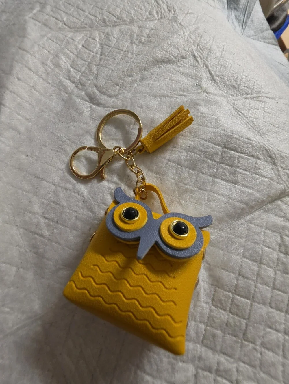Yellow Owl Keychain Bag Charm with Tassel